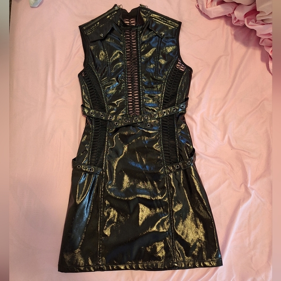 Punk Rave Gothic Patent Hollowed Out Dress - Picture 1 of 5